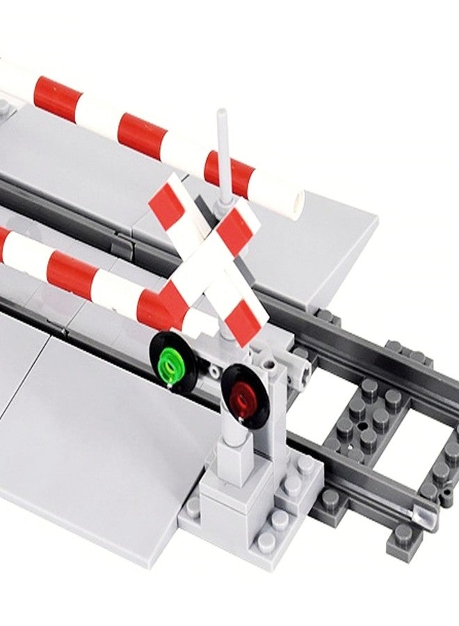 TNDCKP Train Tracks Building Block Set 04, City Train Track Railroad Tracks, Traffic Light Railroad Crossing Building Bricks, Compatible with Lego 853792 Accessory, Kid Gifts for Ages 6+ - Image 5